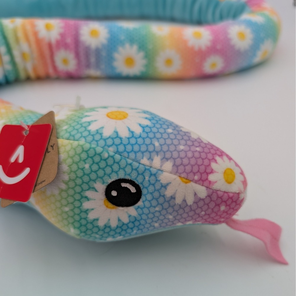 Aurora Kusheez Daisy Rainbow Snake Plush 50" Pastel Stuffed Animal With Tags